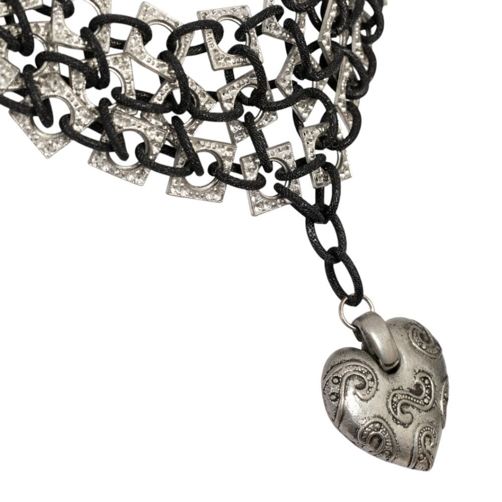 VTG BARNEYS NY Y2K 90’s CHAINMAIL METAL NEO PUNK GOTH ARTISAN CHOKER FESTIVAL - Picture 6 of 7